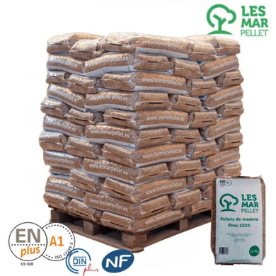 Palet de pellets Lesmar Pellet ENplus Pino 100% en sacos de 15 kg para calefacción