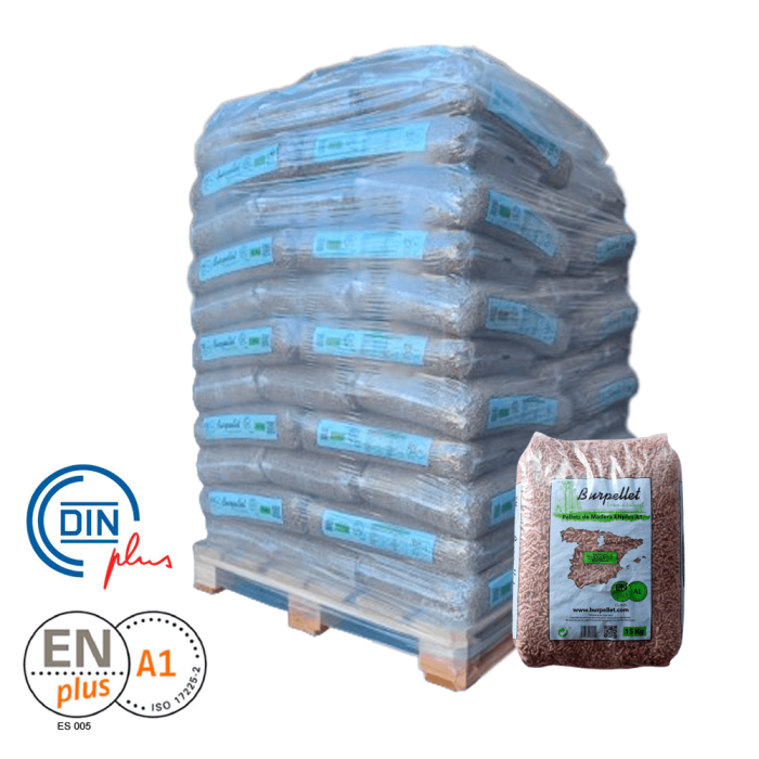 Palet de pellets Burpellet ENplus A1 en sacos de 15 kg para calefacción