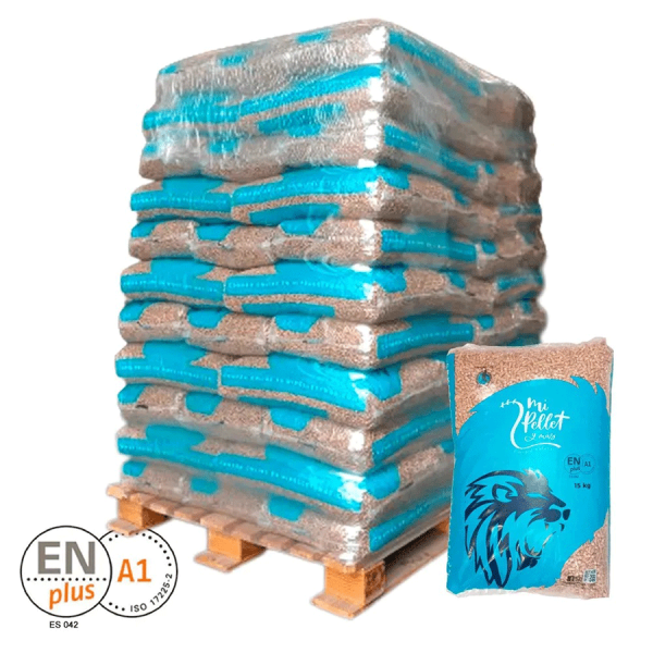 Pallet de Mi pellet y mas pellet certificado 77 sacos