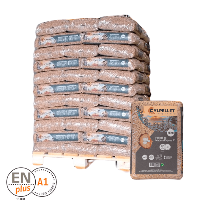 Palet de pellets CYL Pellet en sacos de 15 kg para calefacción